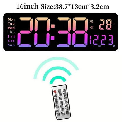 "Large Digital LED Wall Clock – Temperature, Date & Week Display, Dual Alarms, Remote Control, Power - Off Memory, Wall - Mounted & Table Clock" ✅ - RELUX.STORE