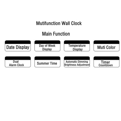 "Large Digital LED Wall Clock – Temperature, Date & Week Display, Dual Alarms, Remote Control, Power - Off Memory, Wall - Mounted & Table Clock" ✅ - RELUX.STORE