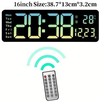 "Large Digital LED Wall Clock – Temperature, Date & Week Display, Dual Alarms, Remote Control, Power - Off Memory, Wall - Mounted & Table Clock" ✅ - RELUX.STORE