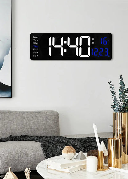 "Large Digital LED Wall Clock – Temperature, Date & Week Display, Dual Alarms, Remote Control, Power - Off Memory, Wall - Mounted & Table Clock" ✅ - RELUX.STORE