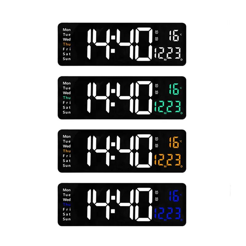 "Large Digital LED Wall Clock – Temperature, Date & Week Display, Dual Alarms, Remote Control, Power - Off Memory, Wall - Mounted & Table Clock" ✅ - RELUX.STORE