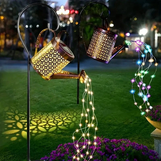 "Large Retro Solar Watering Can Lantern with LED Fairy String Lights – Outdoor Waterproof Hanging Metal Shower Light for Garden & Patio Decoration" - RELUX.STORE