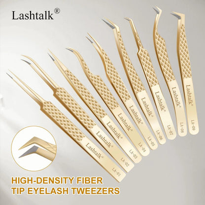 Lashtalk Precision Fiber Tip Tweezer Eyelash Extensions Diamond Grip Anti - Slip Premium Gold Stainless Steel Makeup From Nagaraku - RELUX.STORE