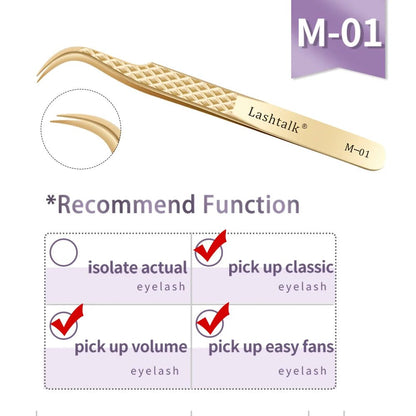 Lashtalk Precision Fiber Tip Tweezer Eyelash Extensions Diamond Grip Anti - Slip Premium Gold Stainless Steel Makeup From Nagaraku - RELUX.STORE
