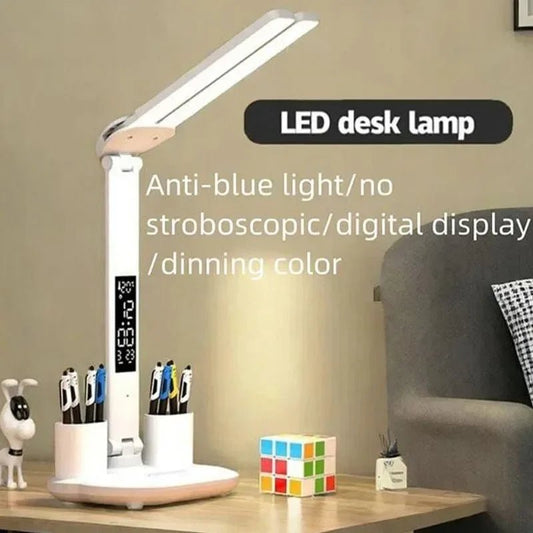 "LED Desk Lamp – USB Dimmable Touch Foldable Table Lamp with Calendar, Temperature, Clock & Night Light for Study & Reading" - RELUX.STORE