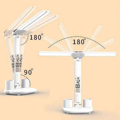 "LED Desk Lamp – USB Dimmable Touch Foldable Table Lamp with Calendar, Temperature, Clock & Night Light for Study & Reading" - RELUX.STORE