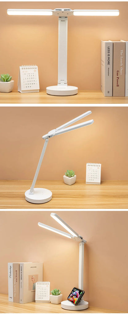 "LED Desk Lamp – USB Dimmable Touch Foldable Table Lamp with Calendar, Temperature, Clock & Night Light for Study & Reading" - RELUX.STORE