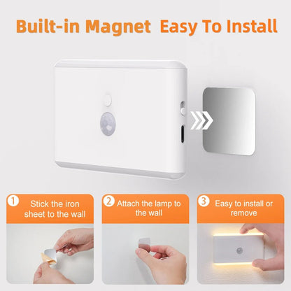 "LED Motion Sensor Night Light – Rechargeable Dimmable Stair Lamp with 3 Lighting Modes | Battery - Powered Indoor Light for Bedroom, Cabinet, Hallway, Closet & Camping Decor" - RELUX.STORE