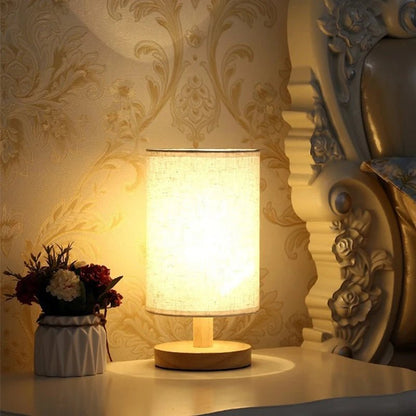 "LED Table Lamp – Simple Chinese Style Dimmable Night Light with Fabric Lampshade, USB Plug for Bedroom & Bedside Lighting" - RELUX.STORE