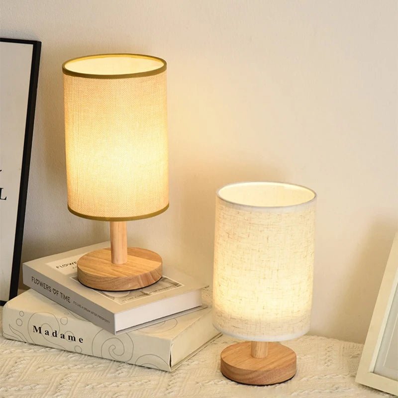 "LED Table Lamp – Simple Chinese Style Dimmable Night Light with Fabric Lampshade, USB Plug for Bedroom & Bedside Lighting" - RELUX.STORE