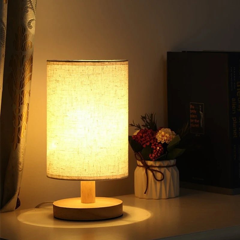 "LED Table Lamp – Simple Chinese Style Dimmable Night Light with Fabric Lampshade, USB Plug for Bedroom & Bedside Lighting" - RELUX.STORE
