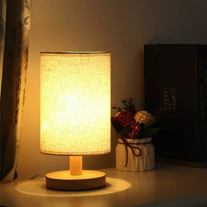 "LED Table Lamp – Simple Chinese Style Dimmable Night Light with Fabric Lampshade, USB Plug for Bedroom & Bedside Lighting" - RELUX.STORE