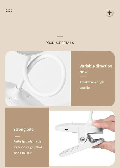 "LED Table Lamp – USB Rechargeable Night Light with Folding Clamp, Touch 3 - Mode Dimming, Eye Protection Study & Reading Lamp" - RELUX.STORE