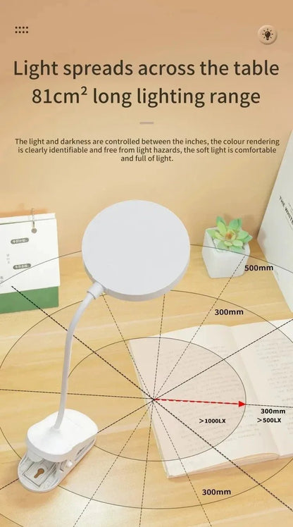 "LED Table Lamp – USB Rechargeable Night Light with Folding Clamp, Touch 3 - Mode Dimming, Eye Protection Study & Reading Lamp" - RELUX.STORE