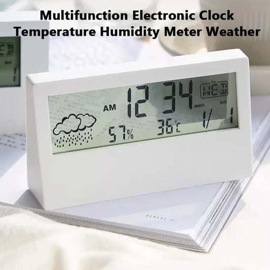 LED Thermometer Thermo - Hygrometer Multifunction Electronic Clock Temperature Humidity Meter Weather Station for Home With Alarm - RELUX.STORE