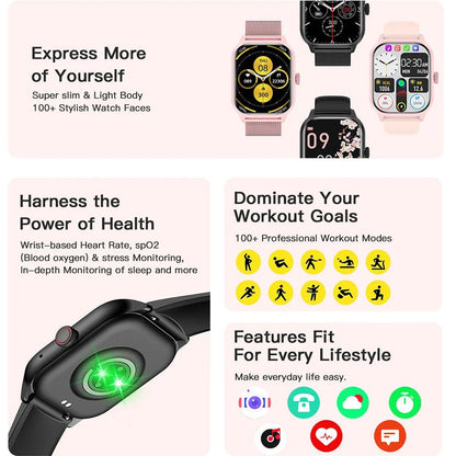 LEMFO LT10 Smart Watch 2024 Android Gift Bluetooth Call Smartwatch 2024 Touch Dial Music Fitness Tracker Sports Watches - RELUX.STORE