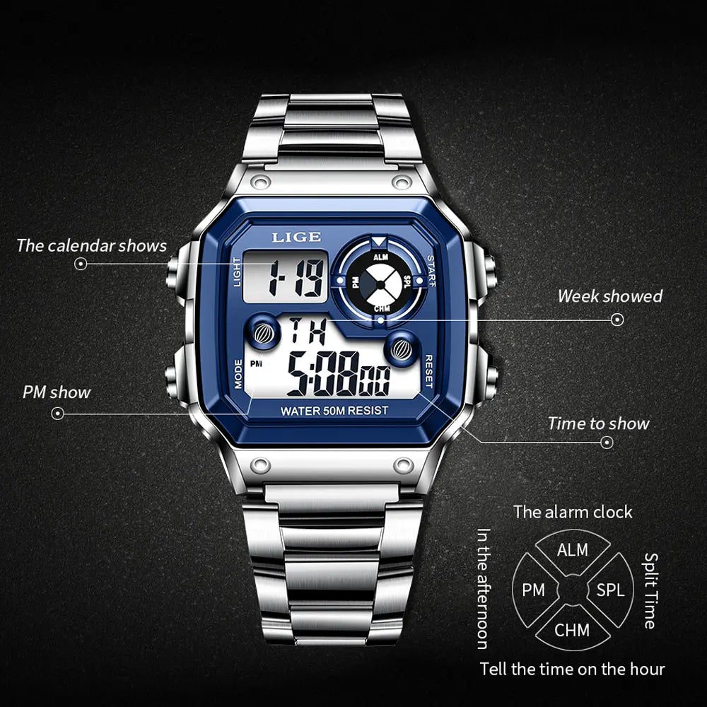 LIGE 2023 NEW Luxury Brand Men Watch Military Digital Watches Sport Wristwatch Mens Waterproof Clock Male Relogio Masculino - RELUX.STORE