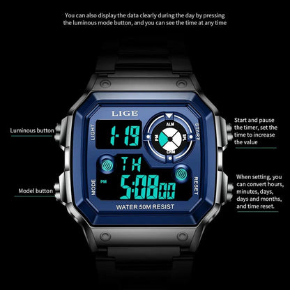 LIGE 2023 NEW Luxury Brand Men Watch Military Digital Watches Sport Wristwatch Mens Waterproof Clock Male Relogio Masculino - RELUX.STORE