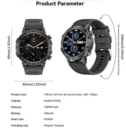 LIGE New1.39" Bluetooth Call Smart Watch Men Outdoor Sport Fitness Heart Rate Health Monitoring Smartwatch for Android IOS Phone - RELUX.STORE
