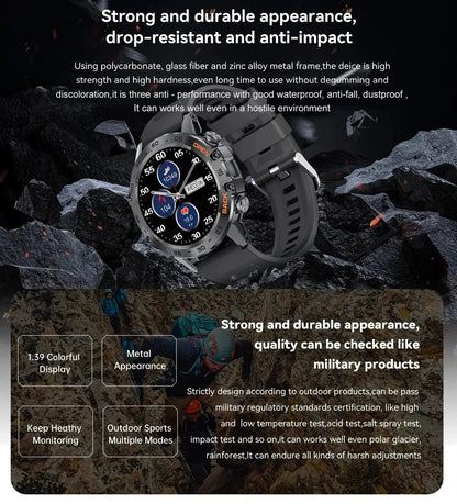 LIGE New1.39" Bluetooth Call Smart Watch Men Outdoor Sport Fitness Heart Rate Health Monitoring Smartwatch for Android IOS Phone - RELUX.STORE