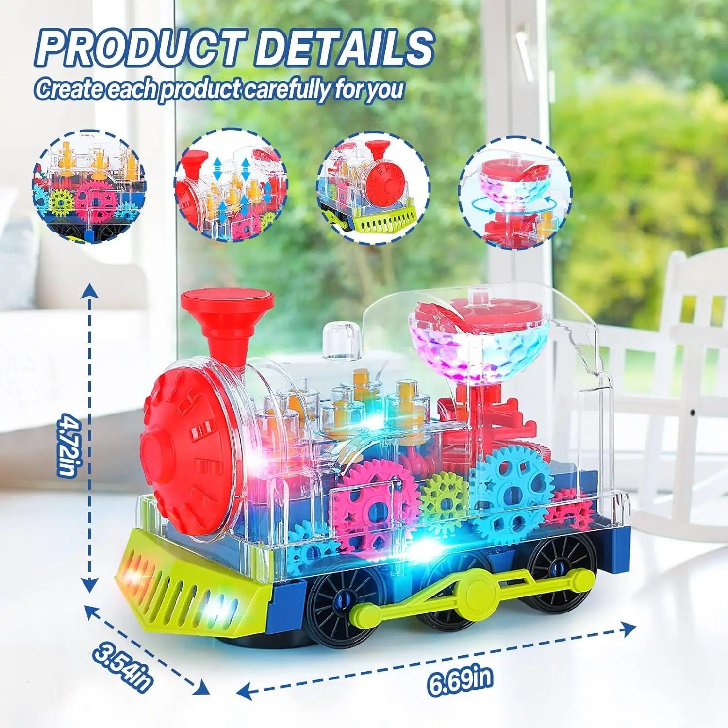 “Light - Up Transparent Gears Police Car Toy – Bump & Go Musical LED Car for Kids, Educational Baby Toy for Boys & Girls” - RELUX.STORE