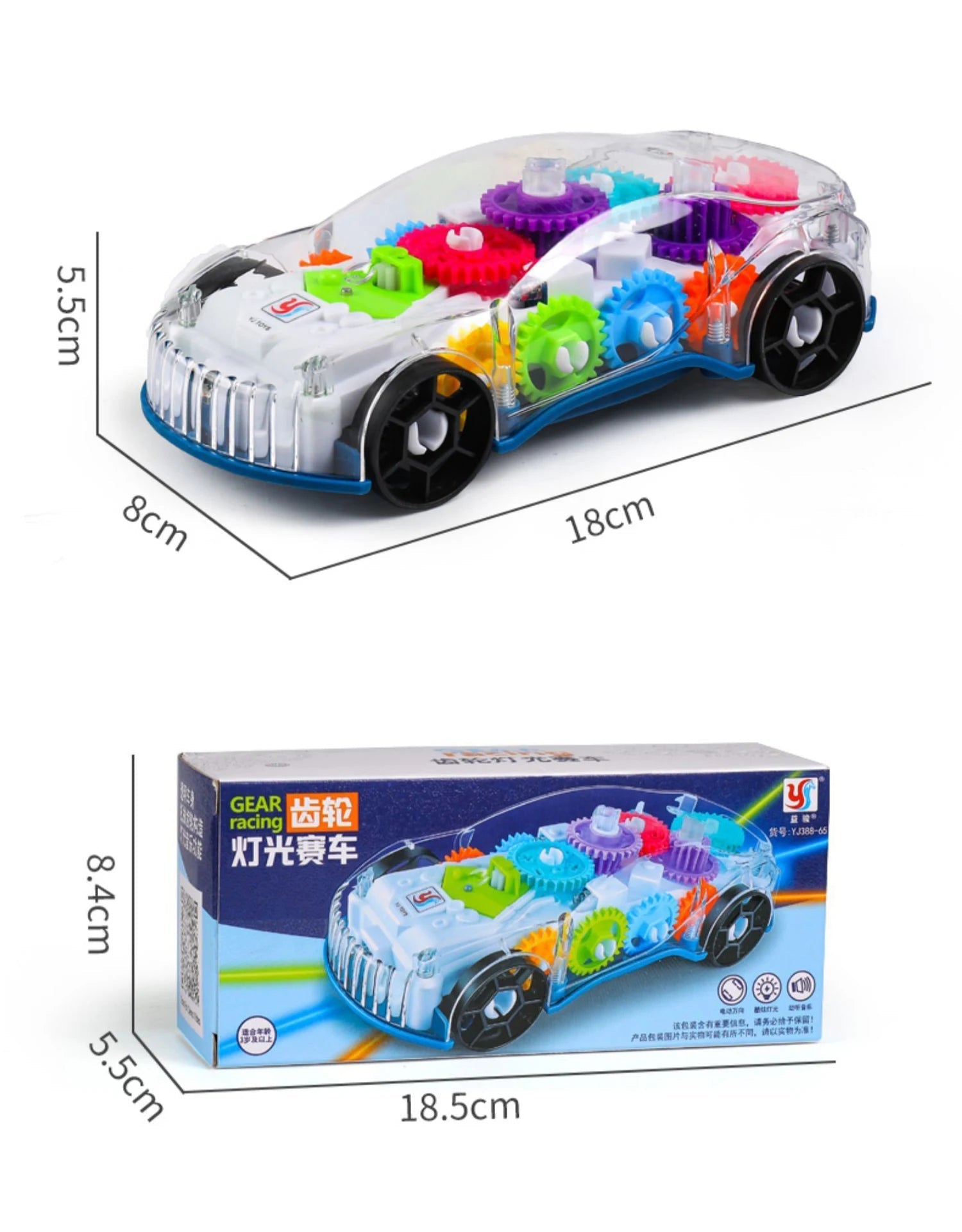 “Light - Up Transparent Gears Police Car Toy – Bump & Go Musical LED Car for Kids, Educational Baby Toy for Boys & Girls” - RELUX.STORE