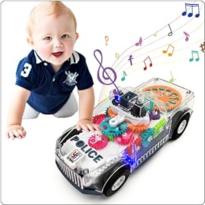 “Light - Up Transparent Gears Police Car Toy – Bump & Go Musical LED Car for Kids, Educational Baby Toy for Boys & Girls” - RELUX.STORE