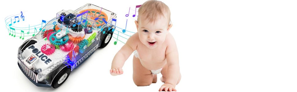 “Light - Up Transparent Gears Police Car Toy – Bump & Go Musical LED Car for Kids, Educational Baby Toy for Boys & Girls” - RELUX.STORE