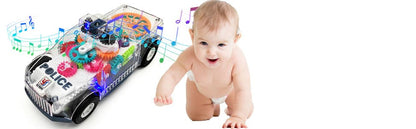 “Light - Up Transparent Gears Police Car Toy – Bump & Go Musical LED Car for Kids, Educational Baby Toy for Boys & Girls” - RELUX.STORE