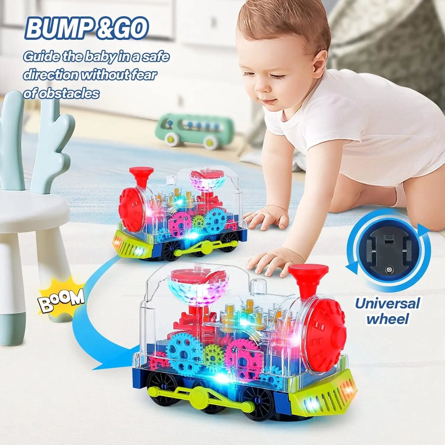 “Light - Up Transparent Gears Police Car Toy – Bump & Go Musical LED Car for Kids, Educational Baby Toy for Boys & Girls” - RELUX.STORE