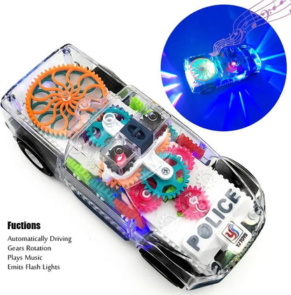 “Light - Up Transparent Gears Police Car Toy – Bump & Go Musical LED Car for Kids, Educational Baby Toy for Boys & Girls” - RELUX.STORE