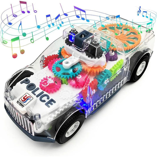 “Light - Up Transparent Gears Police Car Toy – Bump & Go Musical LED Car for Kids, Educational Baby Toy for Boys & Girls” - RELUX.STORE