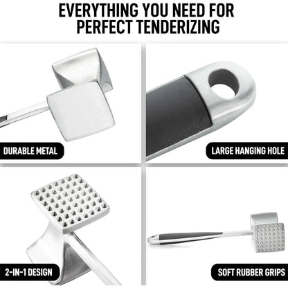 LMETJMA Meat Tenderizer Hammer with Comfortable - Grip Handle Zinc Alloy Meat Hammer Tenderizer Kitchen Meat Mallet Pounder JT329 - RELUX.STORE