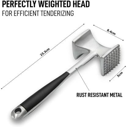 LMETJMA Meat Tenderizer Hammer with Comfortable - Grip Handle Zinc Alloy Meat Hammer Tenderizer Kitchen Meat Mallet Pounder JT329 - RELUX.STORE