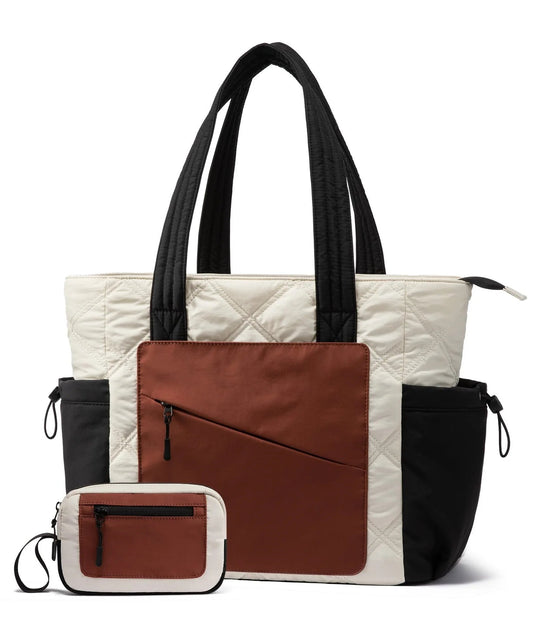 LOVEVOOK Tote Bag for Women, Puffer Bag and Work Bags with Zipper for Travel, Daily, School, Quilted Nurse Shoulder, 2pcs - RELUX.STORE