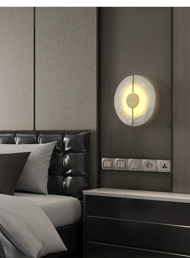 “LUMA Modern Luxury Marble Wall Light – Alabaster Sconce for Bedroom, Bedside, Living Room & Indoor Decor” - RELUX.STORE