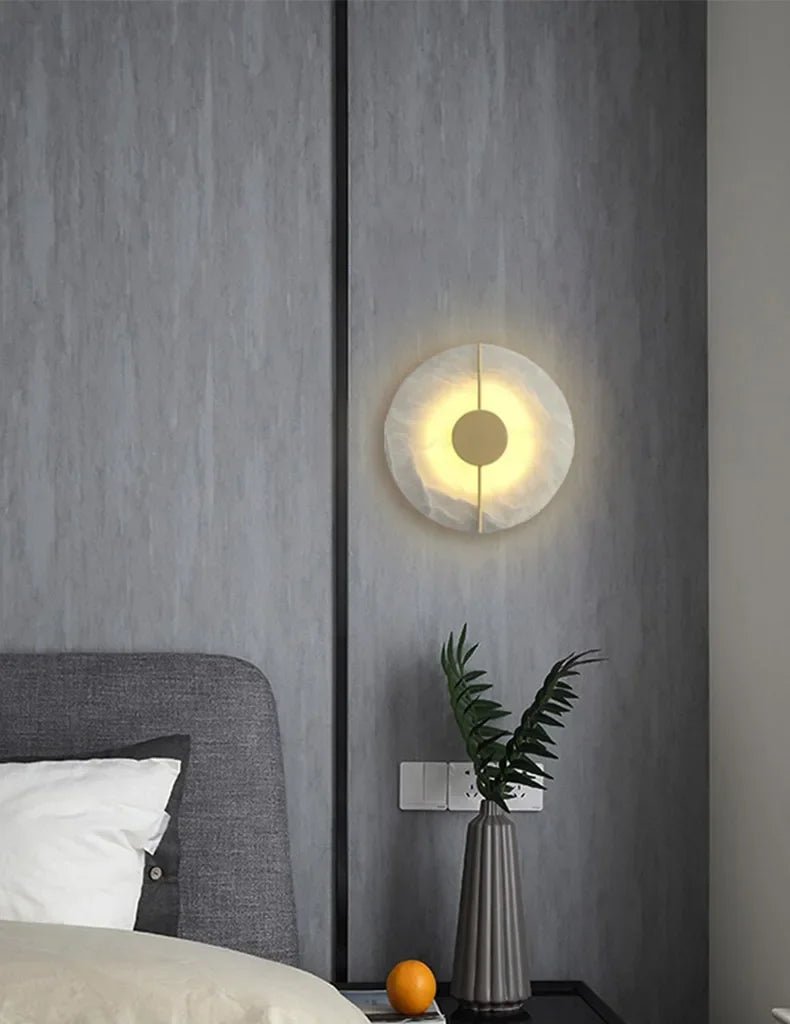 “LUMA Modern Luxury Marble Wall Light – Alabaster Sconce for Bedroom, Bedside, Living Room & Indoor Decor” - RELUX.STORE