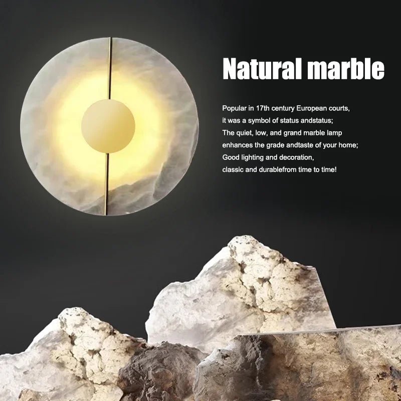 “LUMA Modern Luxury Marble Wall Light – Alabaster Sconce for Bedroom, Bedside, Living Room & Indoor Decor” - RELUX.STORE