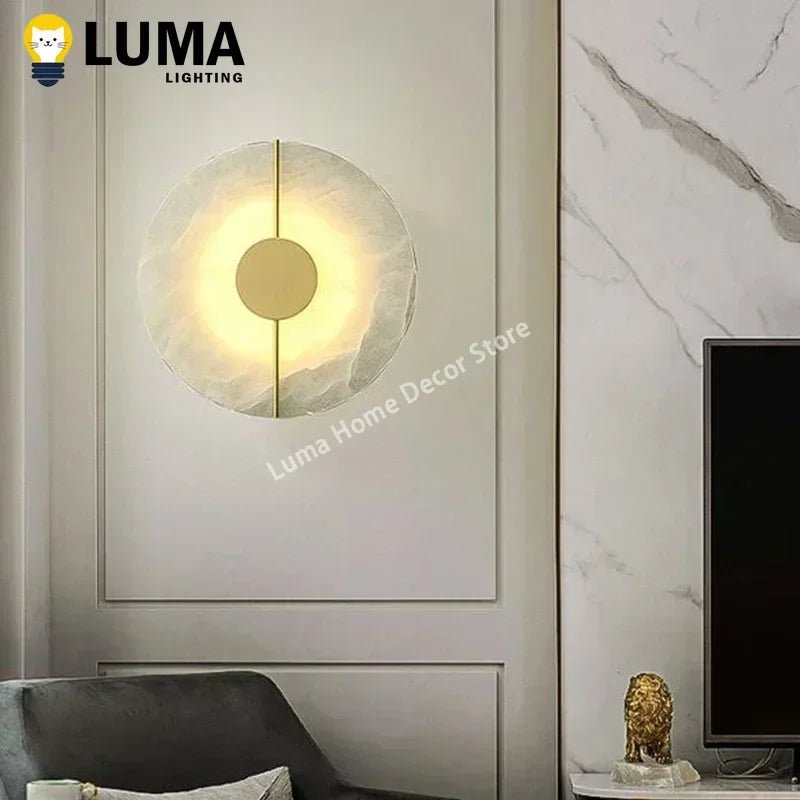 “LUMA Modern Luxury Marble Wall Light – Alabaster Sconce for Bedroom, Bedside, Living Room & Indoor Decor” - RELUX.STORE