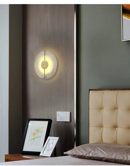 “LUMA Modern Luxury Marble Wall Light – Alabaster Sconce for Bedroom, Bedside, Living Room & Indoor Decor” - RELUX.STORE
