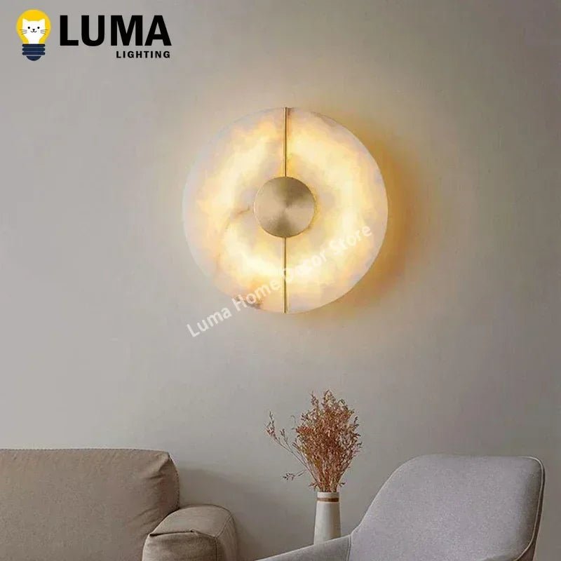 “LUMA Modern Luxury Marble Wall Light – Alabaster Sconce for Bedroom, Bedside, Living Room & Indoor Decor” - RELUX.STORE