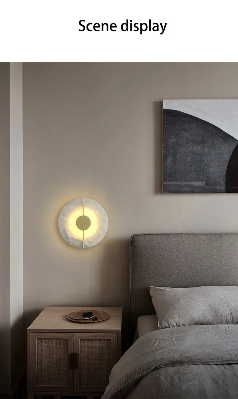 “LUMA Modern Luxury Marble Wall Light – Alabaster Sconce for Bedroom, Bedside, Living Room & Indoor Decor” - RELUX.STORE