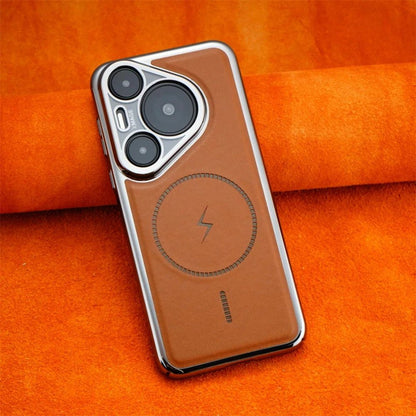 Luxury Business Plating Leather Magnetic Case for Huawei Pura 80/70 Pro & Pura 80 Ultra – Magsafe Compatible, Shockproof Wireless Charging Cover - RELUX.STORE