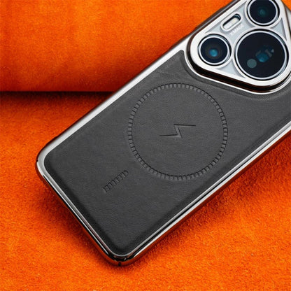 Luxury Business Plating Leather Magnetic Case for Huawei Pura 80/70 Pro & Pura 80 Ultra – Magsafe Compatible, Shockproof Wireless Charging Cover - RELUX.STORE