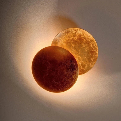 “Luxury Gold Copper LED Wall Sconce – Creative Moon Eclipse Round Aisle Light for Living Room, Corridor, Bedroom & Bedside Decor” - RELUX.STORE