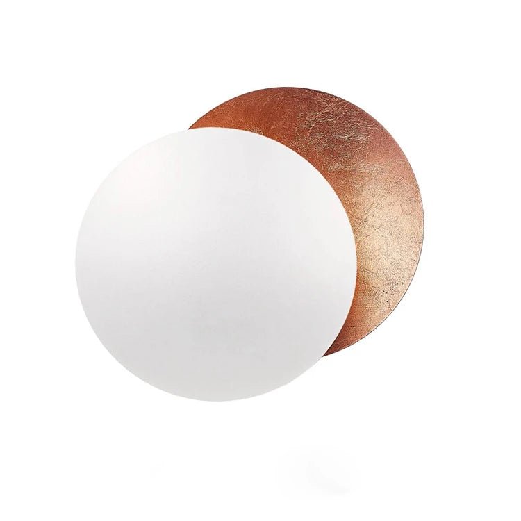 “Luxury Gold Copper LED Wall Sconce – Creative Moon Eclipse Round Aisle Light for Living Room, Corridor, Bedroom & Bedside Decor” - RELUX.STORE