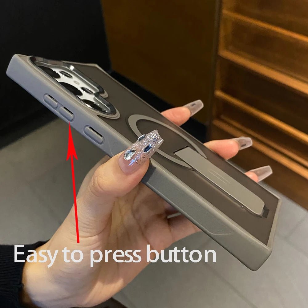 Luxury Magnetic Wireless Charger & Magsafe Case for Samsung Galaxy S25/S24/S23 Ultra/Plus/FE – Folding Stand Holder Matte Cover - RELUX.STORE