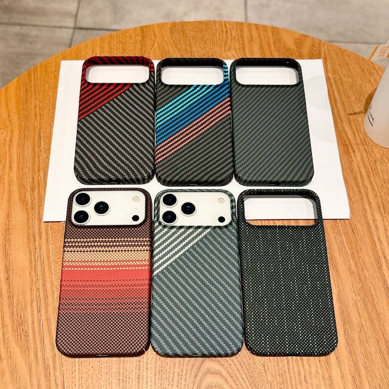 "Luxury Magsafe Magnetic Wireless Charging Carbon Fiber Phone Case for iPhone 17 / 17 Pro Max / 17 Air – Solid Color Shockproof Bumper Back Cover" - RELUX.STORE