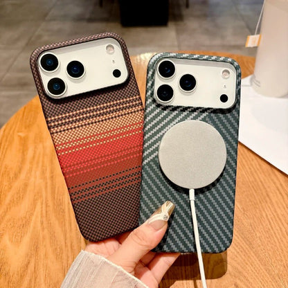 "Luxury Magsafe Magnetic Wireless Charging Carbon Fiber Phone Case for iPhone 17 / 17 Pro Max / 17 Air – Solid Color Shockproof Bumper Back Cover" - RELUX.STORE
