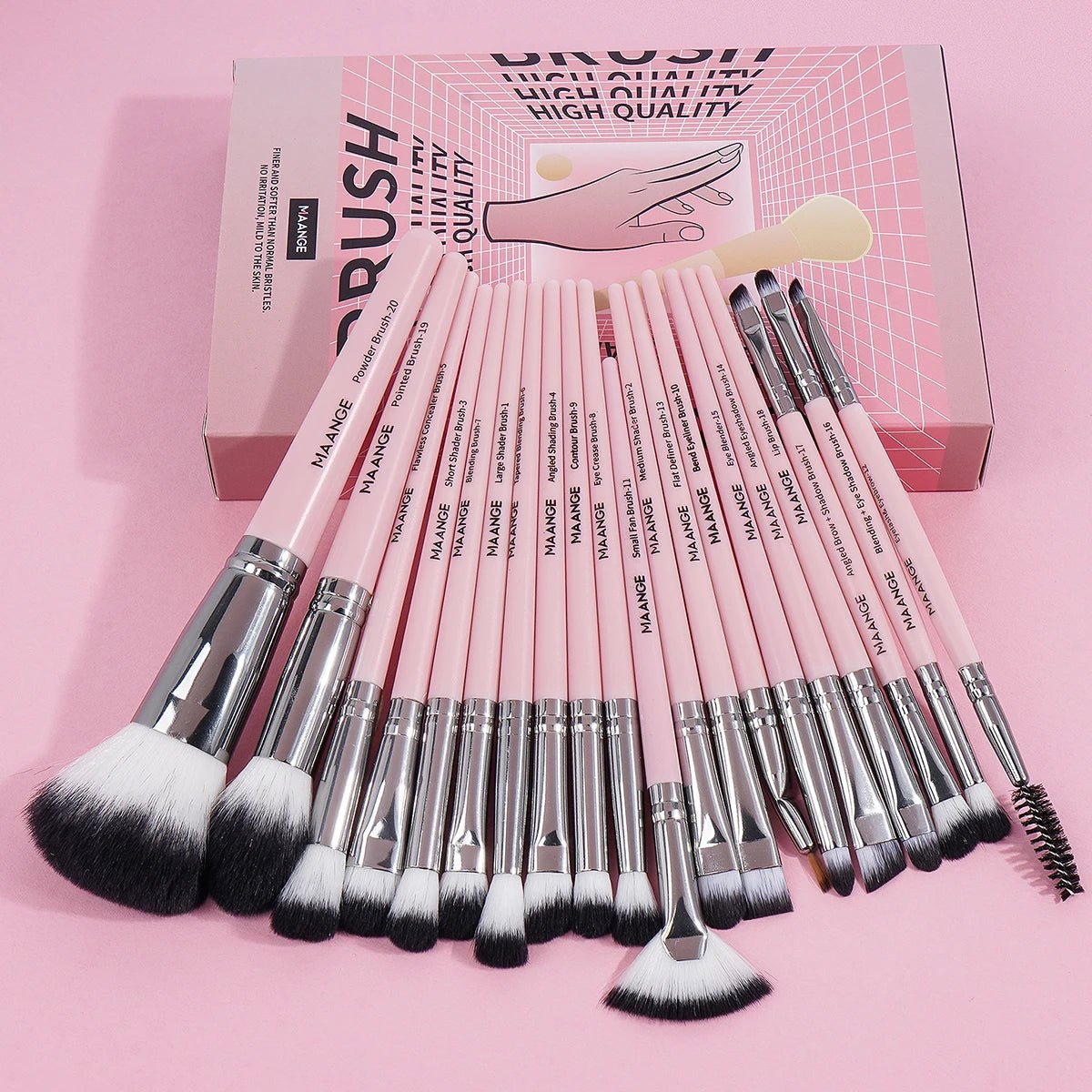 Maange 20Pcs Makeup Brushes with Box Professional Cosmetic Powder Eye Shadow Foundation Blush Blending Beauty Tool For Women - RELUX.STORE